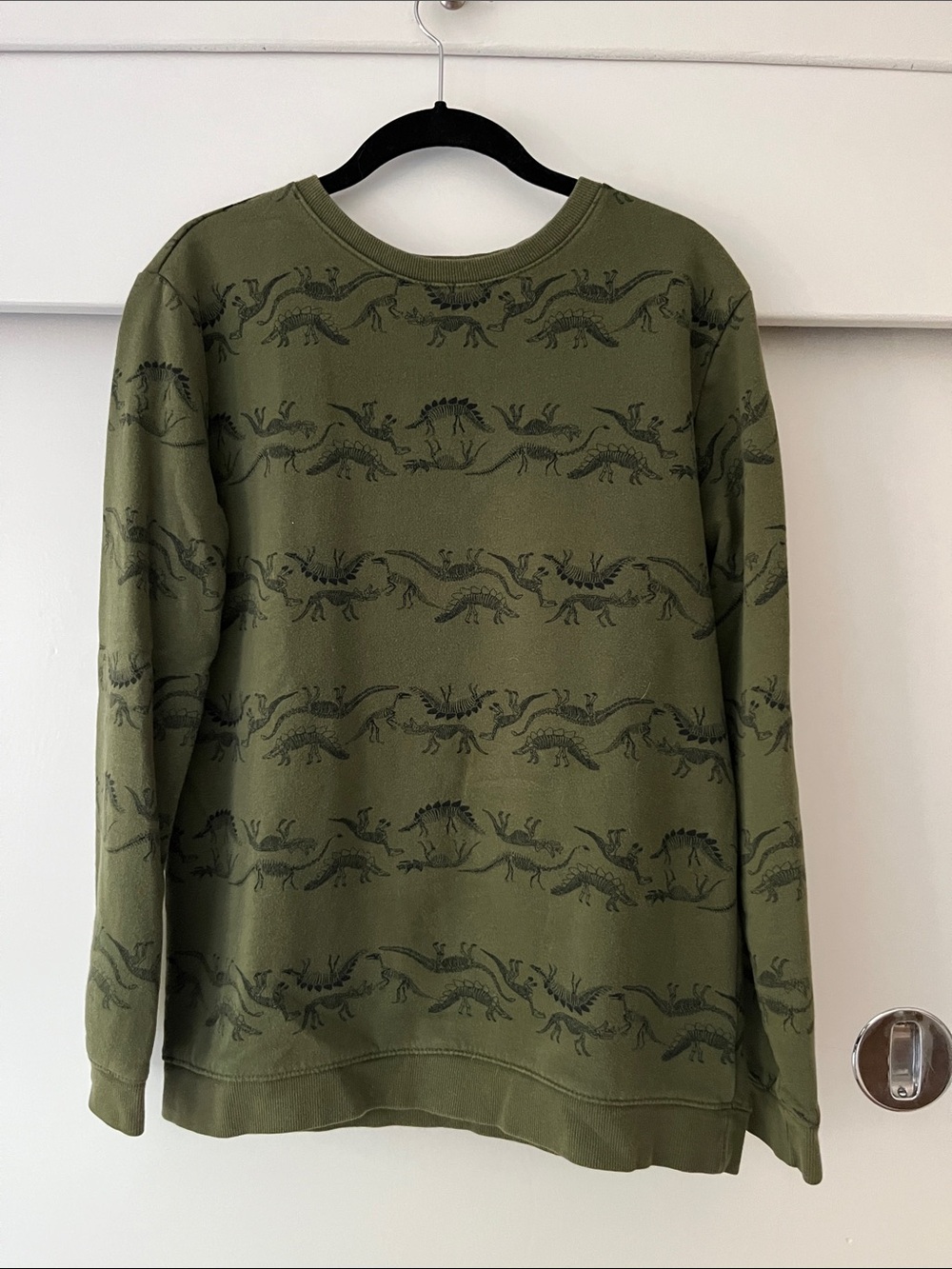 Cat and Jack Olive Green Crewneck Sweater with Subtle Dino Print DINOSAURS